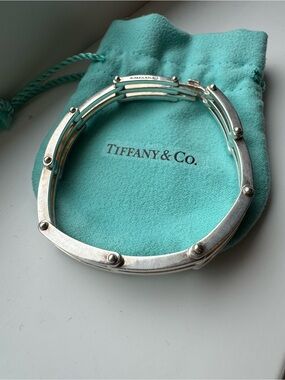 Tiffany & Co. 90’s Gate Link Bangle Bracelet 925 Silver with 18k Gold Accents